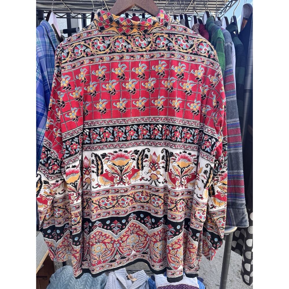 Ulla Popken Designer Shirt 24/26 Women's Colorful Floral Batik Urban Tribal - Picture 5 of 9